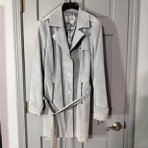 Vintage Y2K Bradley Bayou Genuine Leather Trench Coat Belted ice blue Women’s L